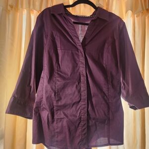 Riders by Lee Women's Deep Purple Button Down Shirt